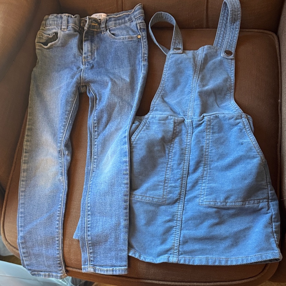 Zara Blue Denim Overalls and Jeans Set size 4-5